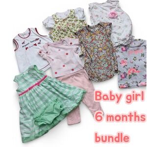 Baby Girl Clothing Bundle of 8 Size 6 Months Summer Ready Pink Green Floral Lot